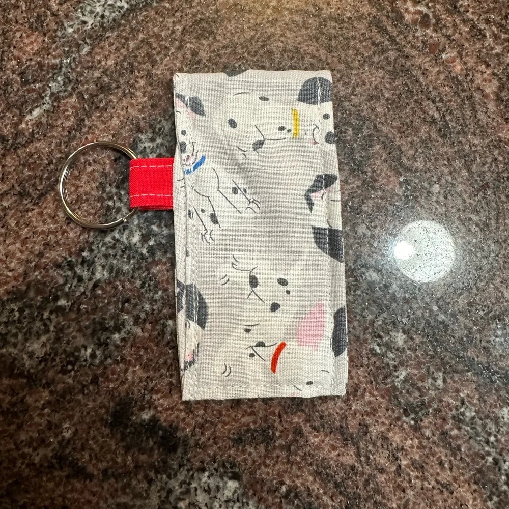 Handmade lip balm holder keychain- 101 Dalmatians